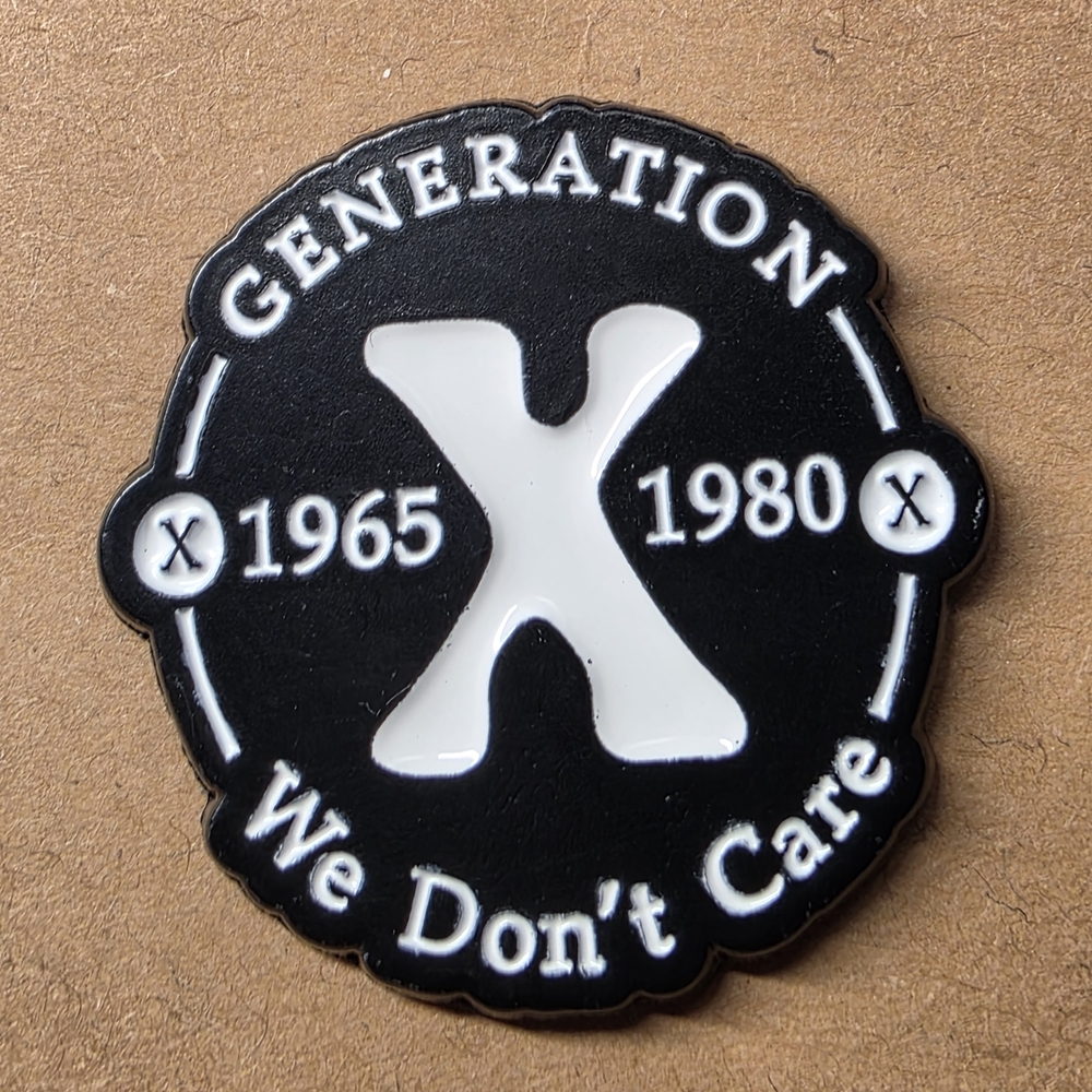 Generation X Black and White Enamel Pin